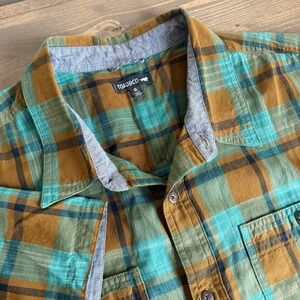 Toad&Co Men's Plaid Organic Cotton Short‎ Sleeve Button Up Shirt Collar Top